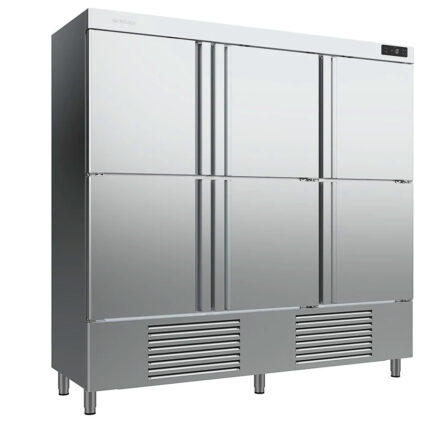 Armario Refrigeración Acero Inoxidable 6 Puertas Opacas 9 Estantes 1730 Litros Gama 1600L 2081x700x2060h mm AN1606 T/F Infrico
