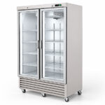 Armario Refrigerado Acero Inoxidable 2 Puertas de Cristal 12 Estantes 1404 Litros Gama US RANGE DUPRG 1350x845x2145h mm DUPR-55G Docriluc