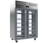 Armario Refrigerado Acero Inoxidable 4 Puertas de Cristal Pasantes 12 Estantes 1100 Litros Gama 700/900/1400L 1374x960x2130h mm AGB 1402 PDCR Infrico