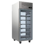 Armario Refrigerado GN 2/1 Acero Inoxidable 2 Puertas de Cristal Pasantes 6 Estantes 840 Litros Gama 700/900/1400L 796x960x2130h mm AGB 901 PDCR Infrico
