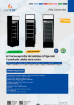 Armario Expositor Refrigerado Negro 1 Puerta de Cristal 300 Litros 4 Estantes 590x560x1750h mm 9004 GASFRIT - Imagen 2