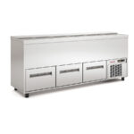 Enfriador de Botellas Acero Inoxidable 4 Puertas Opacas 3 Estantes 3 Cajones 580 Litros Gama EBI-C 1990x550x850h mm EBI-200-C Docriluc