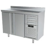 Frente Mostrador Refrigerado Acero Inoxidable 2 Puertas Opacas 4 Estantes 340 Litros Gama 600 - 1468x600x1050h mm FMPP 1500 II Infrico