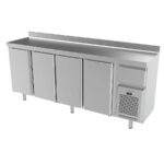 Frente Mostrador Refrigerado Acero Inoxidable 4 Puertas Opacas 8 Estantes 1 Tolva 730 Litros Gama IF 600 - 2452x600x1050h mm IF604P Infrico