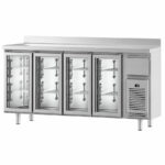 Frente Mostrador Refrigerado Acero Inoxidable 4 Puertas de Cristal 8 Estantes 1 Tolva 730 Litros Gama IF 600 - 2452x600x1050h mm IF604PCR Infrico