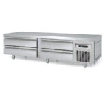 Mesa Baja Refrigerada Acero Inoxidable 4 Cajones 359 Litros Gama US RANGE DKBR 2110x700x600h mm DKBR-83 Docriluc