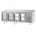 Mesa Refrigerada Acero Inoxidable 4 Puertas de Cristal 4 Estantes 540 Litros Gama 600 - 2452x600x850h mm IM604PCR Infrico