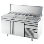 Mesa Refrigerada Acero Inoxidable para Pizzas 10 Cubetas GN - 2 Puertas Opacas 2 Estantes 600x400 - 485 Litros Gama 800 - 1693x800x850h mm MPL 1740 Infrico
