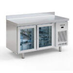 Mesa Refrigerada GN 1/1 Acero Inoxidable 2 Puertas de Cristal 2 Estantes 305 Litros Gama IM 700 - 1468x700x850h mm IM702PCR Infrico