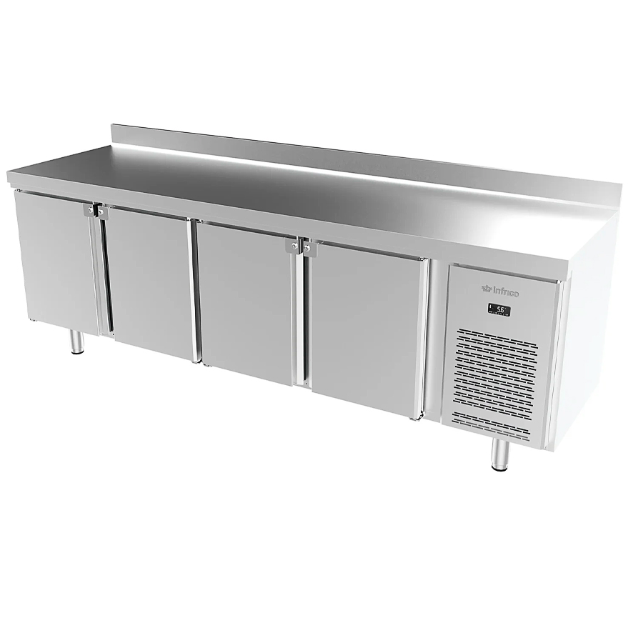 Mesa-Refrigerada-GN-1-1-Acero-Inoxidable-4-Puertas-4-Estantes-630-Litros-Gama-IM-700-2452x700x850h-mm-IM704P-Infrico.jpg Mesa Refrigerada GN 1/1 Acero Inoxidable 4 Puertas Opacas 4 Estantes 630 Litros Gama IM 700 - 2452x700x850h mm IM704P Infrico - Imagen 1