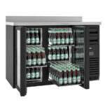 Mesa Refrigerada SuperCooler de 0º a -8º Negro 440 Litros 2 Puertas de Cristal 6 Estantes Gama SPC 1475x700x1187h mm SPC1470B Infrico