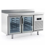 Mesa Refrigerada Acero Inoxidable 2 Puertas de Cristal 2 Estantes 305 Litros Gama 700 - 1468x700x850h mm BMGN 1470 CR Infrico