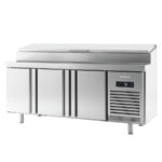 Mesa Refrigerada de Acero Inoxidable para Ensaladas 3 Puertas de Cristal 3 Estantes 385+70 Litros Gama 600 - 1960x600x1100h mm BMPP 2000 EN Infrico