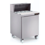 Mesa Refrigerada para Ingredientes Acero Inoxidable 12 Cubetas GN1/6 -100 - 1 Puerta Opaca 2 Estantes 500 Litros Gama US RANGE DSDTP 1701x805x1240h mm DSDTP-27-12 Docriluc