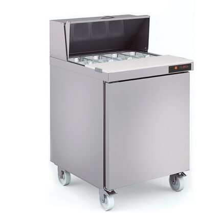 Mesa Refrigerada para Ingredientes Acero Inoxidable 12 Cubetas GN1/6 -100 - 1 Puerta Opaca 2 Estantes 500 Litros Gama US RANGE DSDTP 1701x805x1240h mm DSDTP-27-12 Docriluc
