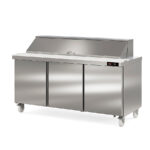Mesa Refrigerada para Ingredientes Acero Inoxidable 27 Cubetas GN1/6 -100 - 3 Puertas Opacas 6 Estantes 606 Litros Gama US RANGE DSDTP 1837x805x1240h mm DSDTP-72-27 Docriluc