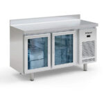 Mesa Refrigerada Acero Inoxidable 2 Puertas de Cristal 2 Estantes 255 Litros Gama 600 - 1468x600x850h mm IM602PCR Infrico