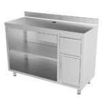 Mueble Cafetero Acero Inoxidable 1 Cajón 1 Tolva 1 Puerta Opaca 1 Estante Gama IMC 1470x600x1050h mm IMC150 Infrico
