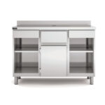 Mueble Cafetero Acero Inoxidable 1 Puerta Opaca 1 Tolva 2 Cajones Gama EESC 1495x600x1040h mm EESC-150 Docriluc