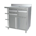 Mueble Cafetero Acero Inoxidable 2 Puertas Opacas 2 Cajones 1 Tolva Gama MCAF 1000x600x1050h mm MCAF 1000 CD Infrico - Imagen 5
