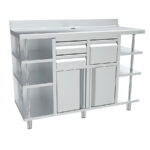 Mueble Cafetero Acero Inoxidable 2 Puertas Opacas 2 Cajones 1 Tolva Gama MCAF 1468x600x1050h mm MCAF 1500 Infrico - Imagen 7
