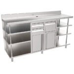Mueble Cafetero Acero Inoxidable 2 Puertas Opacas 2 Cajones 1 Tolva Gama MCAF 1960x600x1050h mm MCAF 2000 Infrico
