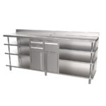 Mueble Cafetero Acero Inoxidable 2 Puertas Opacas 2 Cajones 1 Tolva Gama MCAF 2450x600x1050h mm MCAF 2500 Infrico