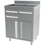 Mueble Cafetero Acero Inoxidable 2 Puertas Opacas 2 Cajones 1 Tolva Gama MCAF 820x600x1050h mm MCAF 820 Infrico