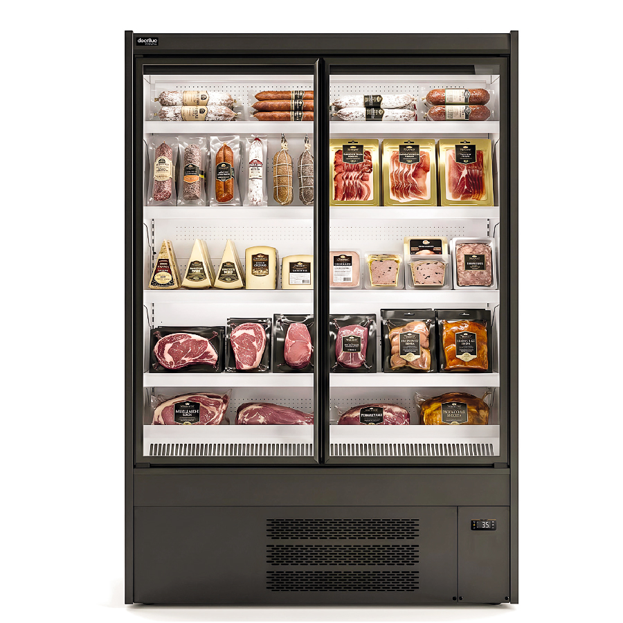 Mural-Refrigerado-Negro-2-Puertas-de-Cristal-4-Estantes-510-Litros-Gama-EMD-1310x635x2000h-mm-EMD0-12-M1-Docriluc.jpg Mural Refrigerado Negro para Carnicería y Charcutería 2 Puertas de Cristal 4 Estantes 510 Litros Gama EMD 1310x635x2000h mm EMD0 12 M1 Docriluc - Imagen 1