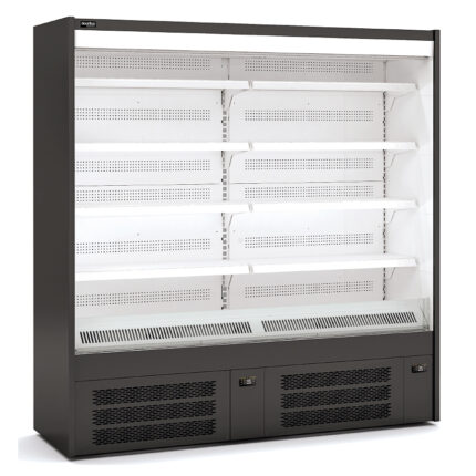 Mural Refrigerado Negro para Lácteos sin Puertas 8 Estantes 1098 Litros Gama EMS 1935x775x2000h mm EMS1 18 M2 Docriluc