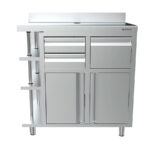 Mueble Cafetero Acero Inoxidable 2 Puertas Opacas 2 Cajones 1 Tolva Gama MCAF 1000x600x1050h mm MCAF 1000 CD Infrico - Imagen 4