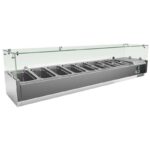 Vitrina 9 cubetas GN1/3 con Cúpula de Vídrio de 2000 x395 x440h mm PEKIN VRX2000380FG Clima Hostelería